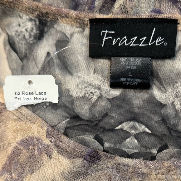 Frazzle Cream lace and Purple floral with rhinestones Lined Blouse size Large - Picture 8 of 9